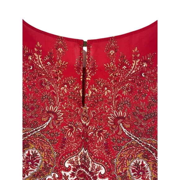 Rose & Olive Red Paisley Boho Blouse Plus Size 3X Lightweight Flowy Sheer - Picture 6 of 13